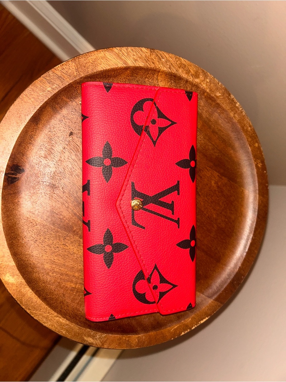 Inspired: Red Monogram Long Wallet - Unbranded